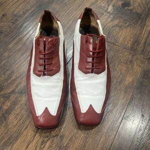 Giorgio Brutini Men's Spectator Wingtip Shoes Red White Leather Oxford Sz 11